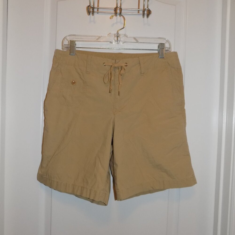 LAUREN Ralph Lauren Sz 8 Camel Khaki Utility Shorts 8.5" Knit Back Waistband